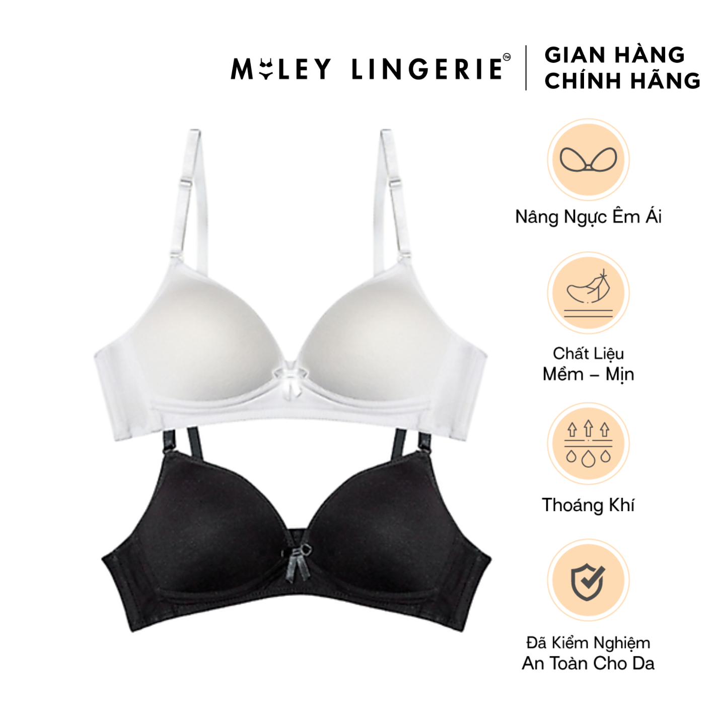 Hình ảnh Bộ 2 Áo Ngực Nữ Cotton Không Gọng Miley Lingerie BRW_03