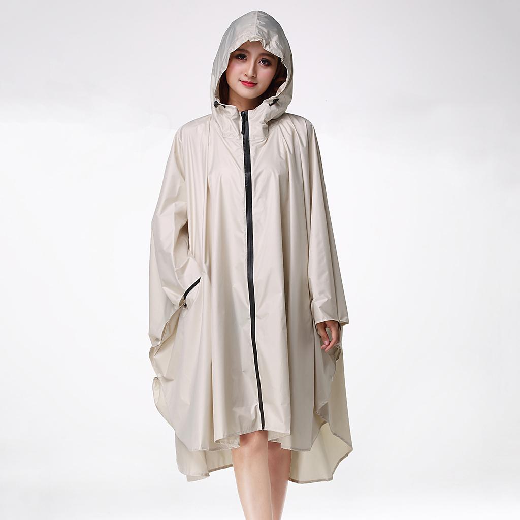 Women's Lightweight Waterproof Outdoor Raincoat Portable Poncho Beige