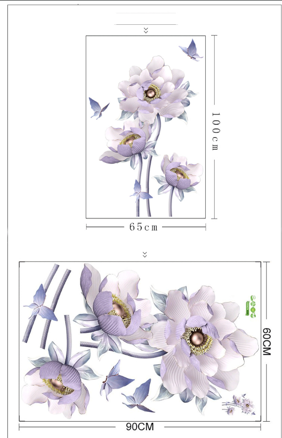 Decal trang trí tường - Hoa mẫu đơn Tím nhạt tao nhã