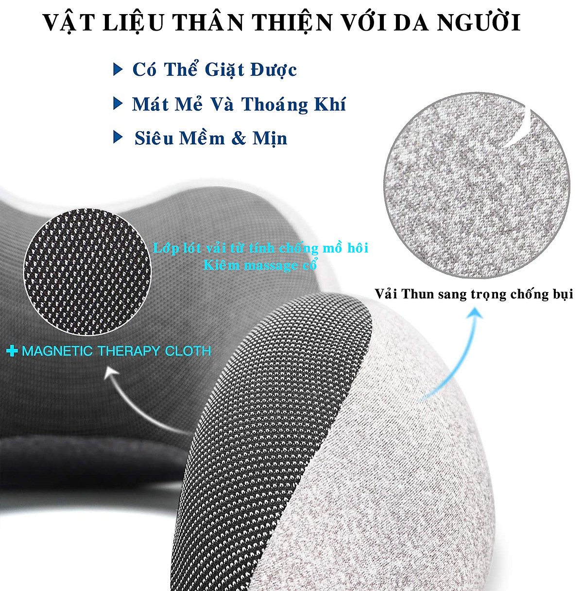 Gối ngủ văn phòng chữ U chất liệu Memory Foam cao cấp - Bộ gối ngủ du lịch tựa đầu chống mỏi tặng kèm bịt mắt bịt tai - Hàng chính hãng D Danido