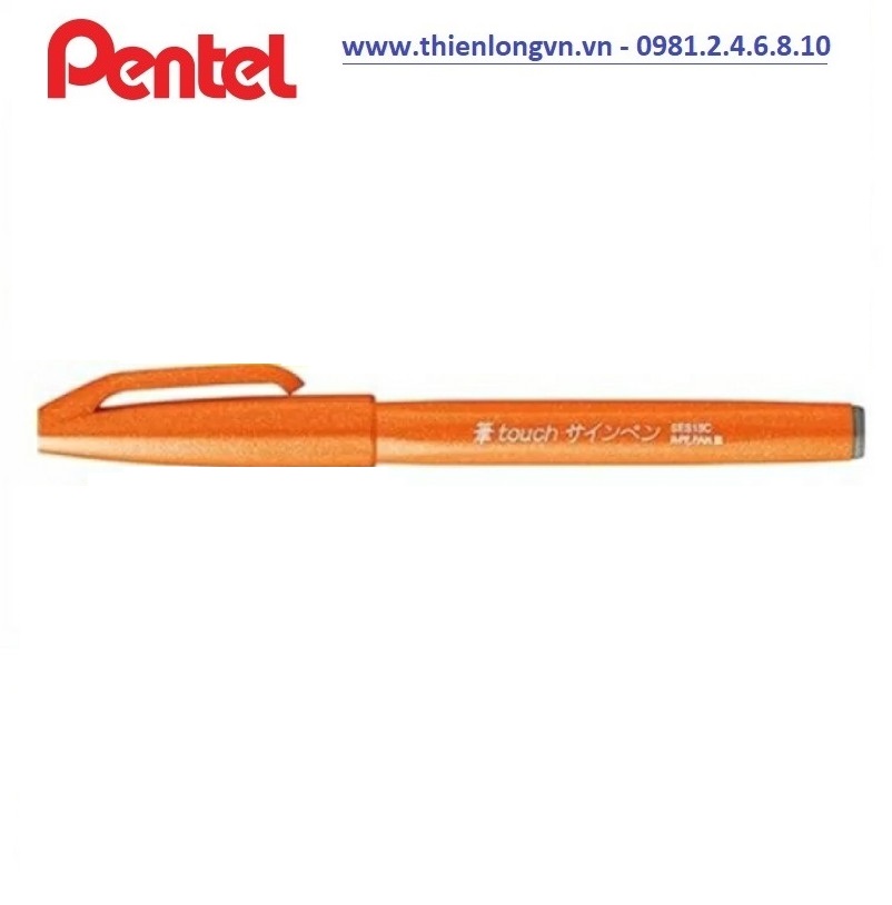 Bút lông viết thư pháp hiện đại Pentel SES15C-F màu cam; Calligraphy Fude Touch Sign - Orange