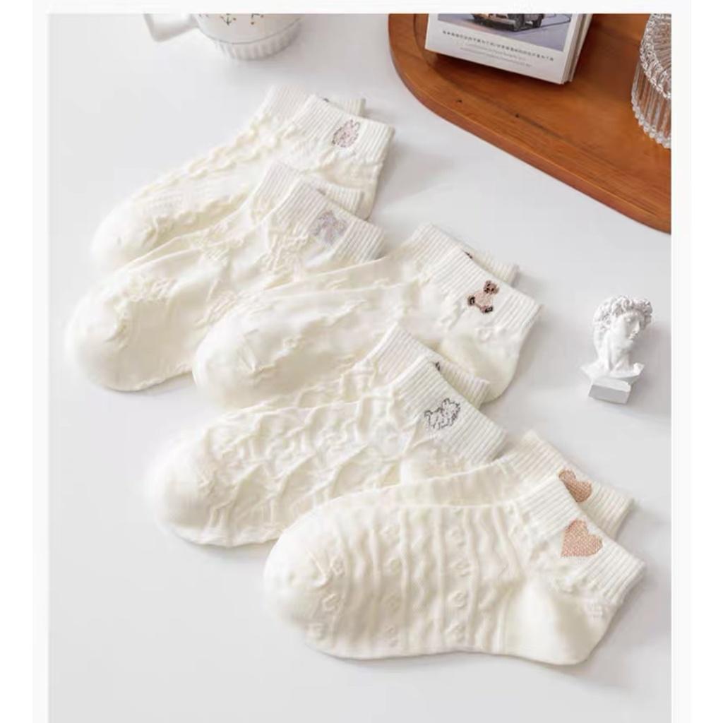 T11-Tất vớ nữ cổ ngắn dễ thương cotton hình thú màu trắng mỏng thoáng Urbanize - Chọn ngẫu nhiên