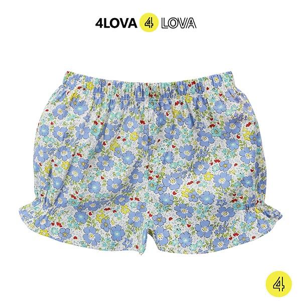 Quần short đùi bé gái 4lOVA mặc nhà đi chơi dáng lửng hoạ tiết hoa nhí xinh xắn thô cotton thoáng mát