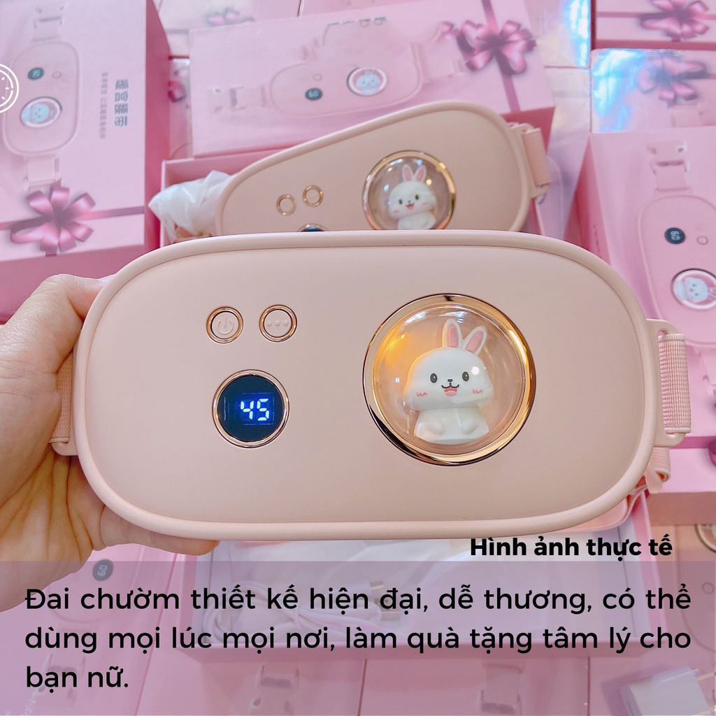 Máy Massage Bụng Kinh GS006, Đai Chườm Nóng Matxa Giảm Đau Bụng Kinh, Máy Rung Làm Ấm Tử Cung Cho Phụ Nữ Đến Kỳ Kinh