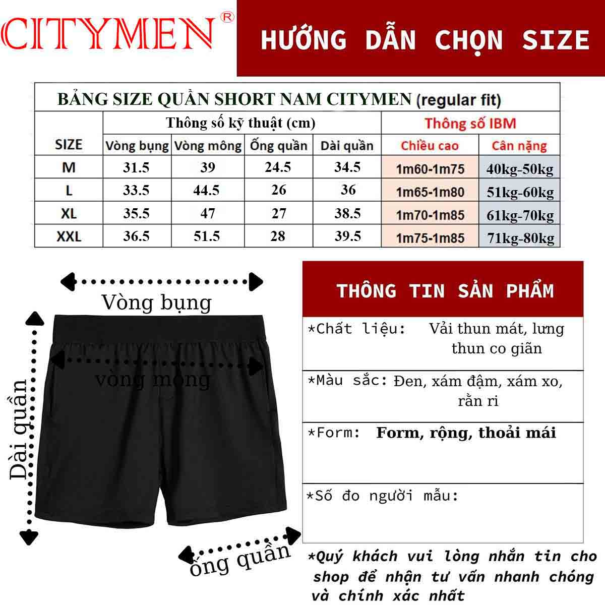 Quần đùi nam quần short thể thao CITYMEN mặc nhà tập gym vải thun lạnh dày đẹp co giãn 4 chiều - Giao màu ngẫu nhiên