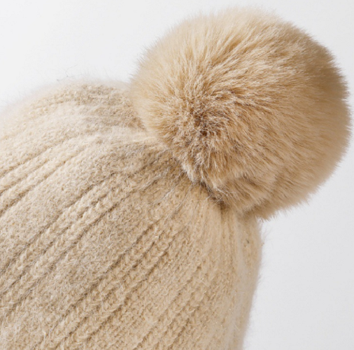 Mũ len nữ trùm đầu quả bông phong cách Hàn mới, nón len lót nỉ lông mềm mịn cao cấp