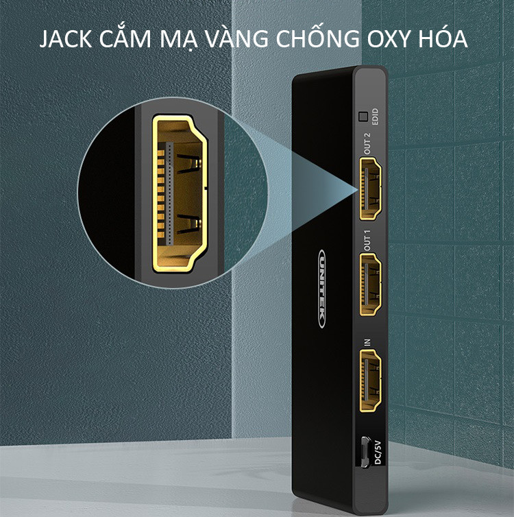 Bộ Chia HDMI 1 Ra 2 Cổng UNITEK V118A Hỗ Trợ 4K Cao Cấp AZONE - Hàng Chính Hãng