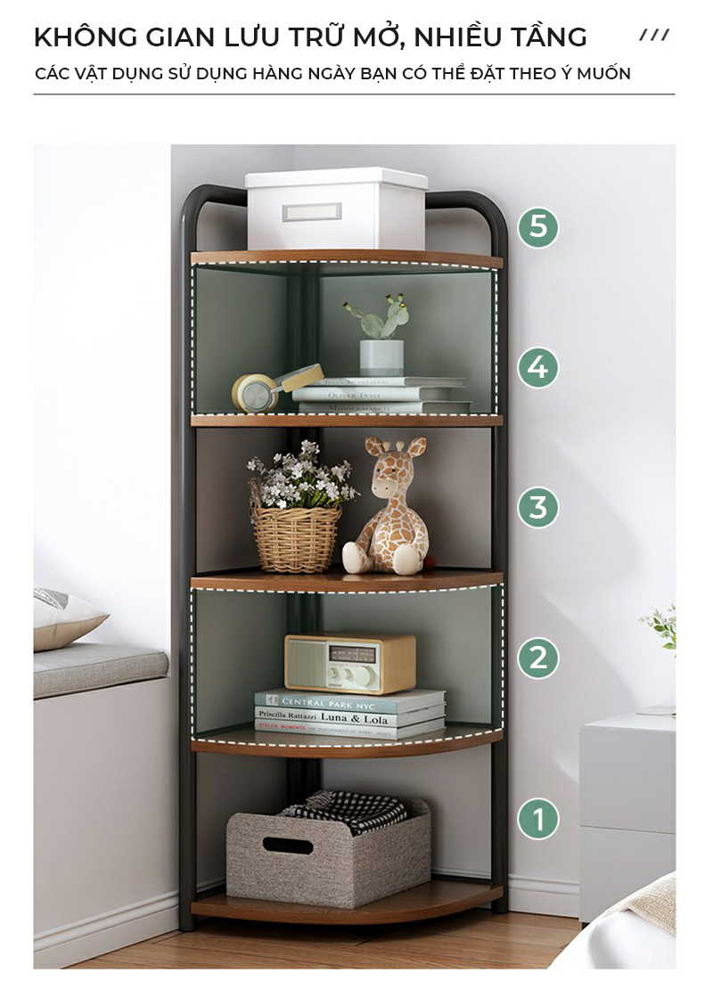 Kệ góc đa năng 5 tầng khung thép chống ghỉ thương hiệu IGA - GM130