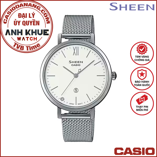 Đồng hồ nữ dây kim loại Casio Sheen chính hãng SHE-4539M-7AUDF (34mm)