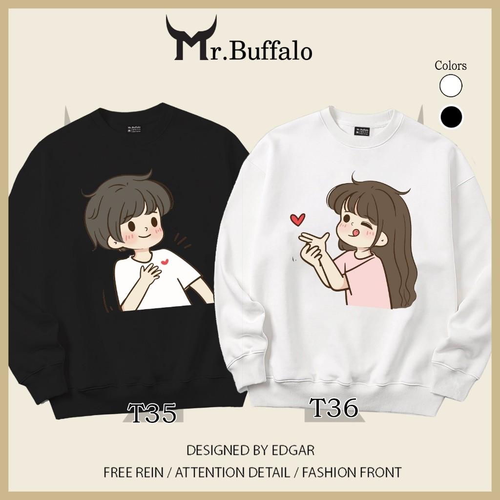 Áo Sweater cặp đôi nam nữ bắn tim dễ thương Mr.Buffalo - T36 Đen