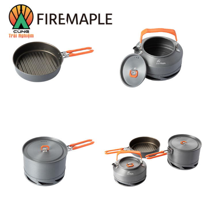 [CHÍNH HÃNG] Bộ Nồi Dã Ngoại Fire Maple 3 Chiếc Feast Heat Exchanger FEAST-HEAT Set Nhỏ Gọn Tiện Lợi Chuyên Dụng Cho Du Lịch, Dã Ngoại Cắm Trại
