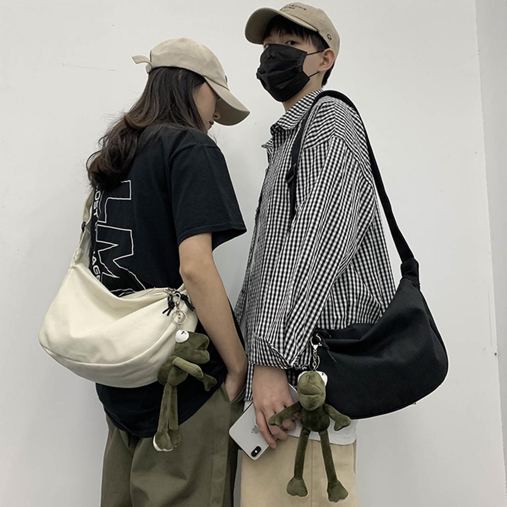 TÚI TOTE ĐEO CHÉO BÁN NGUYỆT VẢI CANVAS PHONG CÁCH ULZZANG ĐỂ SÁCH A4 DC03