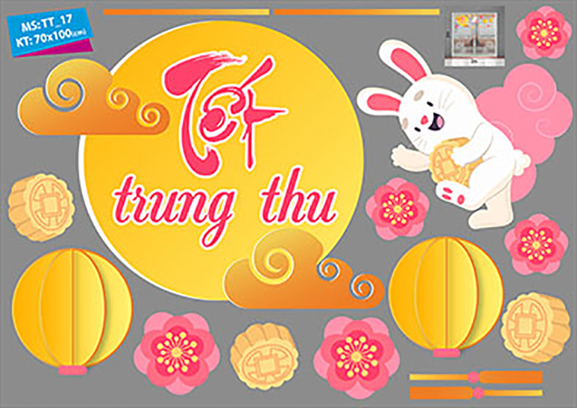Decal trang trí trung thu 2021 mừng Tét Trung Thu