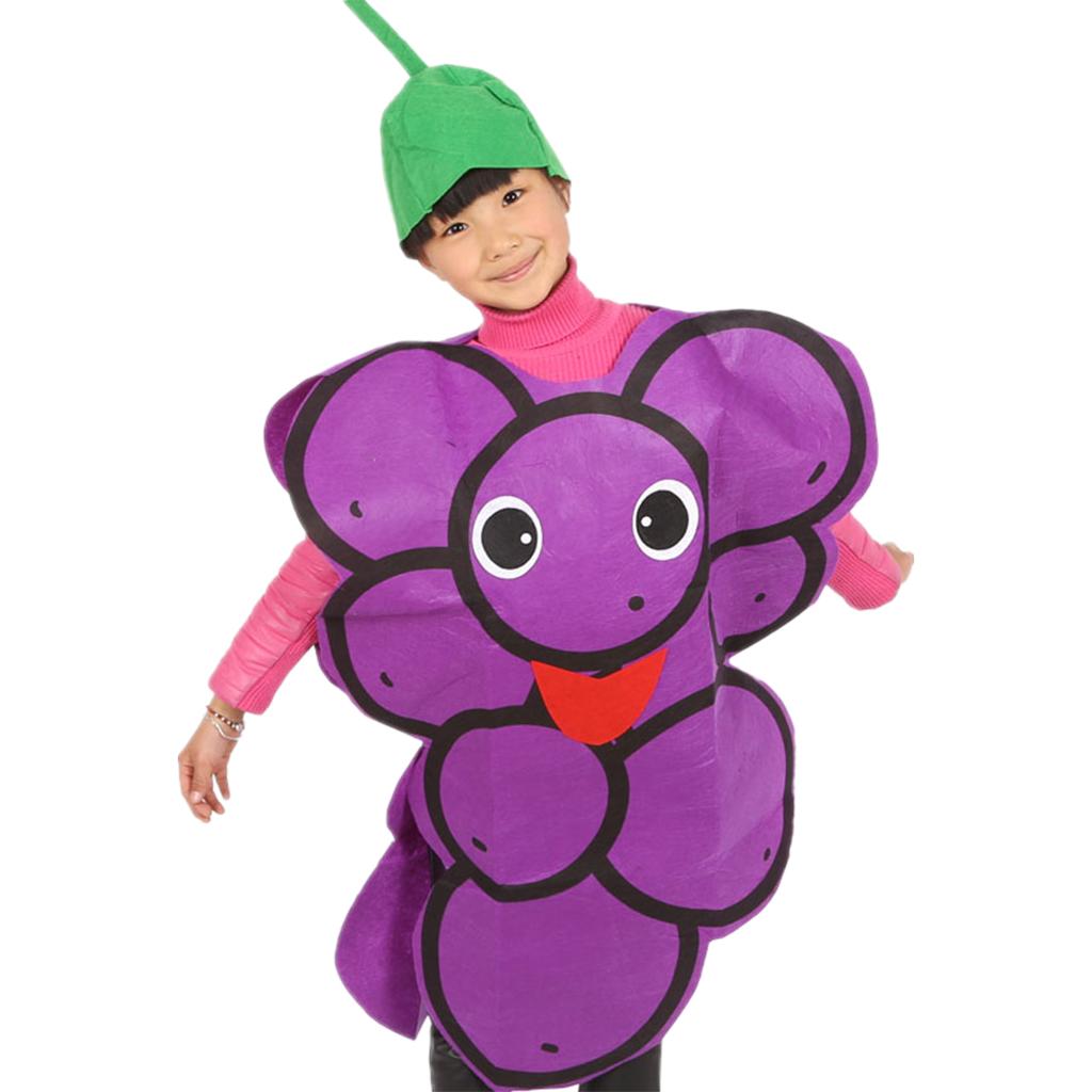 2x Orange Costume Grape Fruit Non-Woven Fabric Kids One Piece Ornament Beach Lightweight Glasses Costume Game Party
