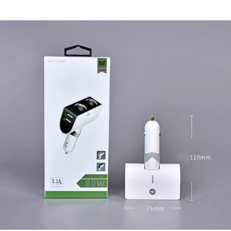 Tẩu sạc ô tô chia 2 cao cấp 5003 kèm 2 cổng USB dành cho tất cả các dòng xe