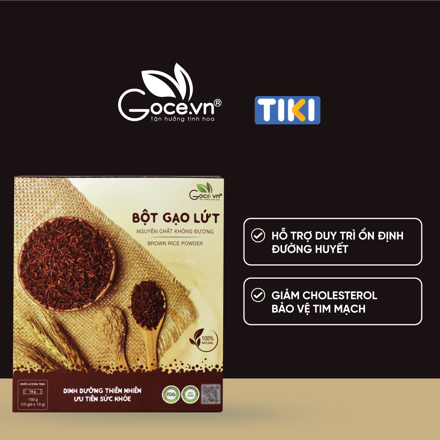 Bột gạo lứt nguyên chất GOCE - 150g (15 gói x 10g) ST