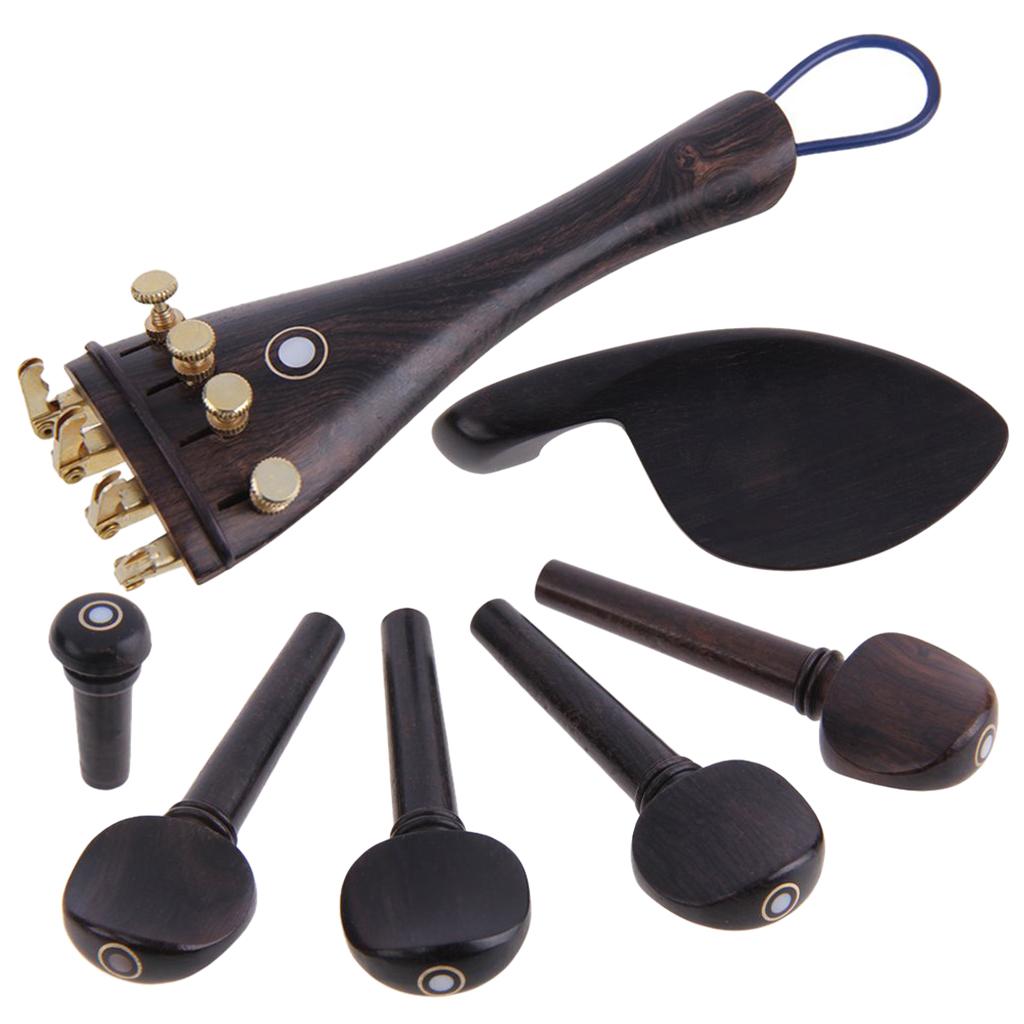 Violin Parts Ebony Wood 4/4 Violin Bridge Chinrest Endpin Fine Tuners Tuning Peg Tailgut Musical Instruments Accessories