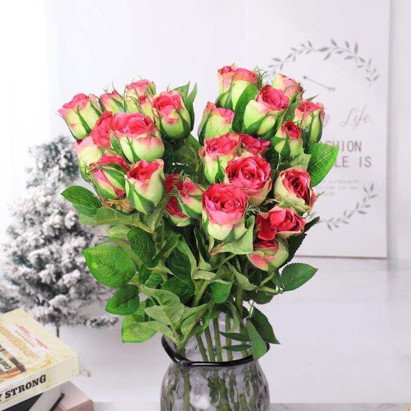 1 Bó Hoa Hồng Giả 4 Đầu Bông Trang Trí Tiệc Cưới