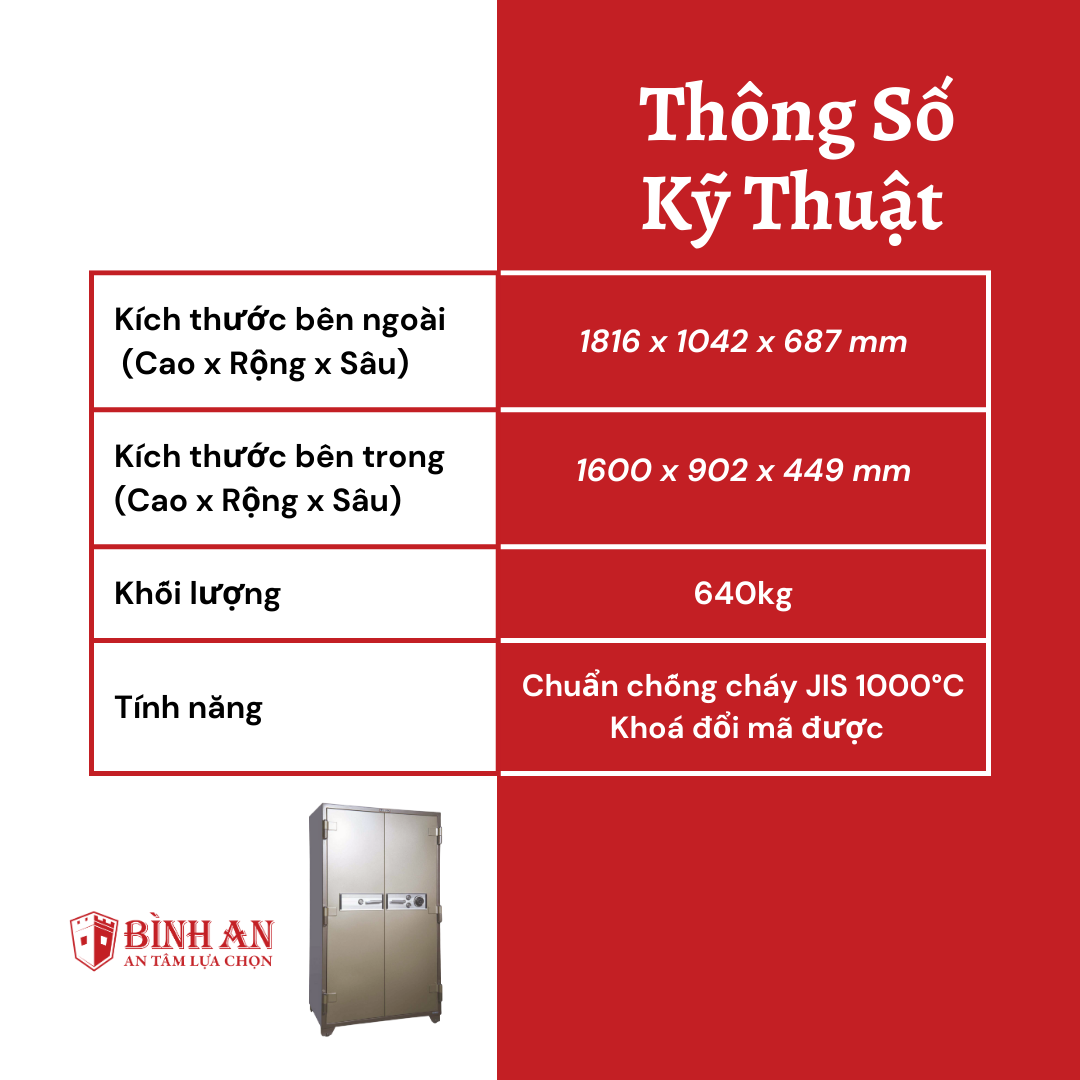 Két Sắt LEECO 2D-203 Nhập Khẩu Thái Lan Chống Cháy Chuẩn JIS 120 Phút Khoá Bảo Mật Cao Cấp Cho Gia Đình Và Văn Phòng - Hàng Chính Hãng