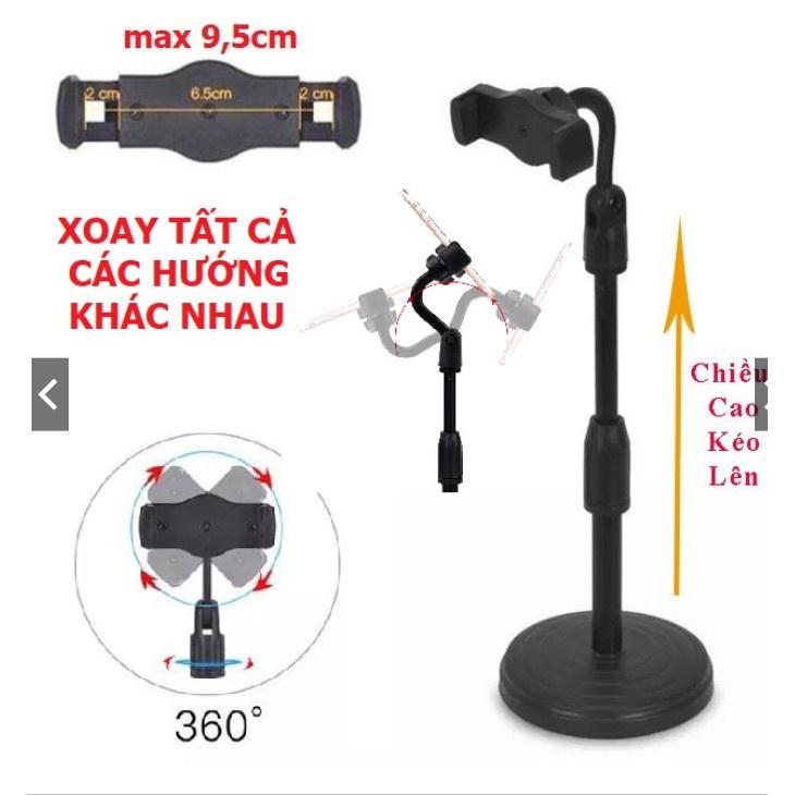 Giá đỡ diện thoại xoay 360 độ để bàn kẹp điện thoại livestream xem video học online.