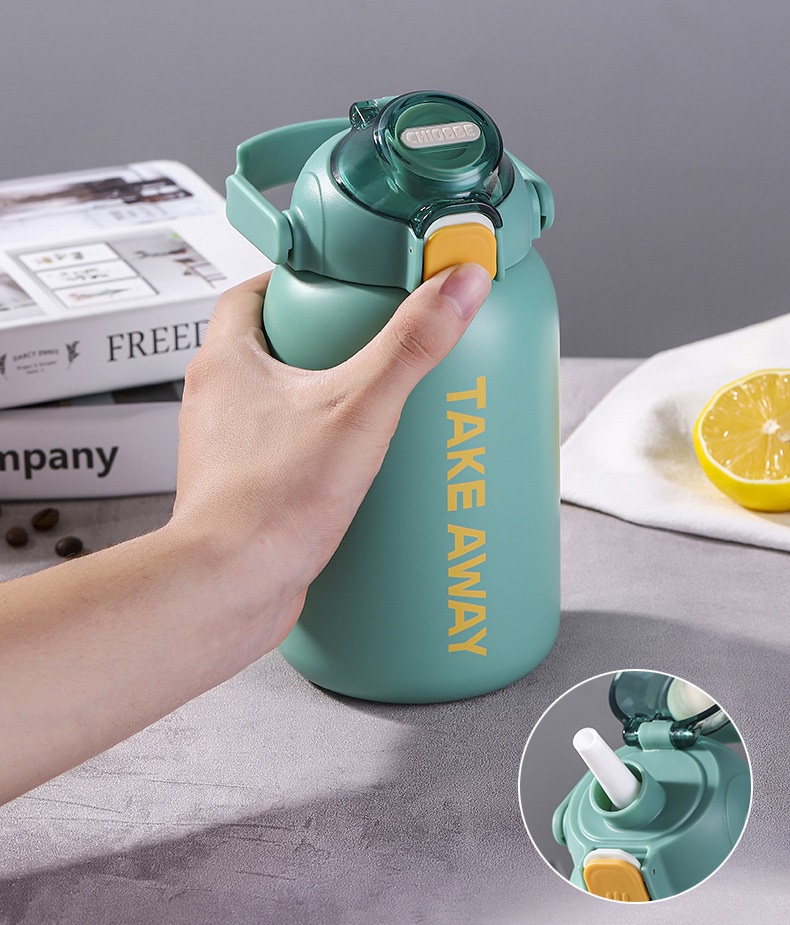 Bình giữ nhiệt TAKE AWAY thể tích 850ML có ống hút,quai xách, giữ nóng lạnh lên đến 12H