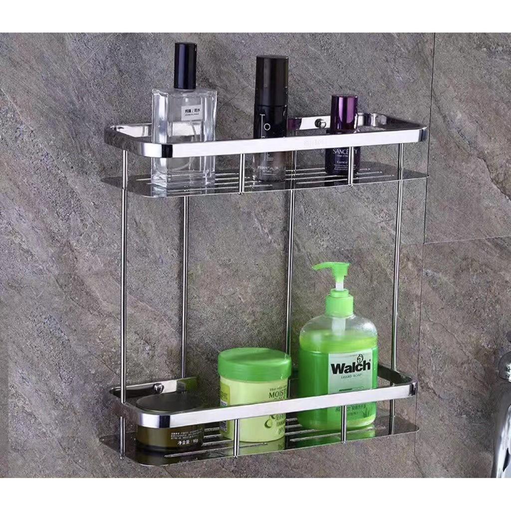 KỆ THẲNG 2 TẦNG INOX DÀY/Kệ góc đa năng nhà tắm inox 304 2 tầng tiện nghi cao cấp bề mặt bóng