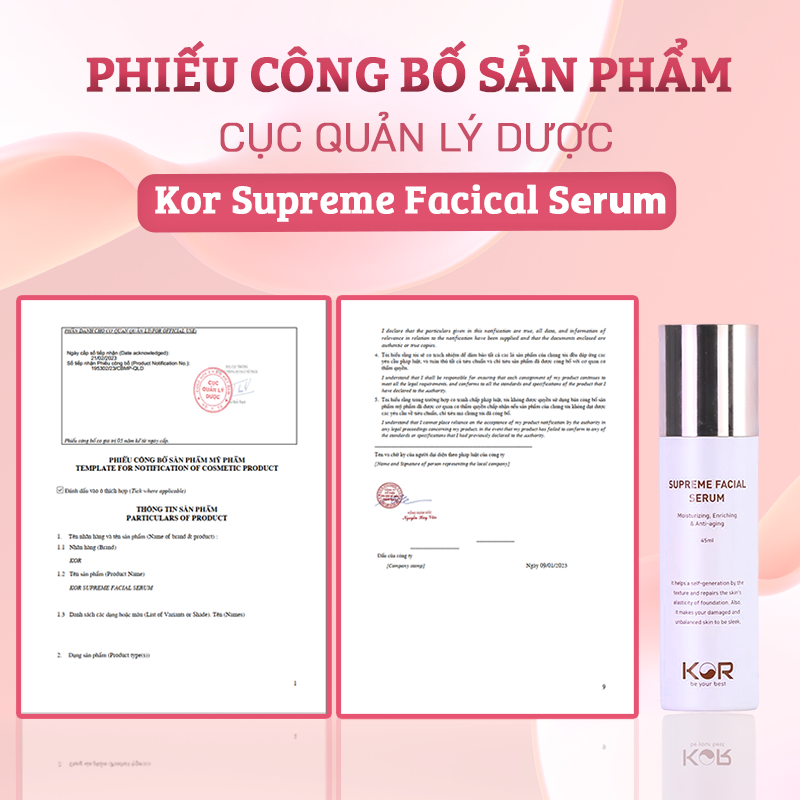 Serum dưỡng trắng, mờ nhăn Kor Supreme Facial Serum Hàn Quốc 45ml