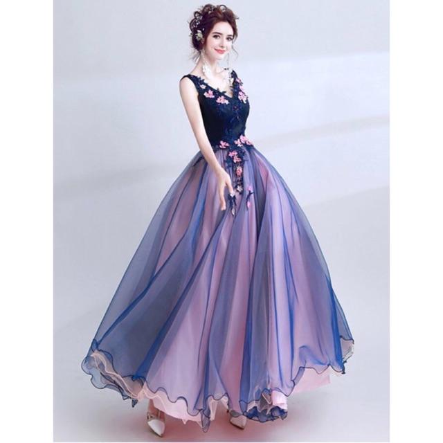 KÈM ẢNH/VIDEO THẬT - Đầm Maxi xoè dự tiệc kết hoa ren nổi SANG TRỌNG MS144V - Size M/L đến 57kg