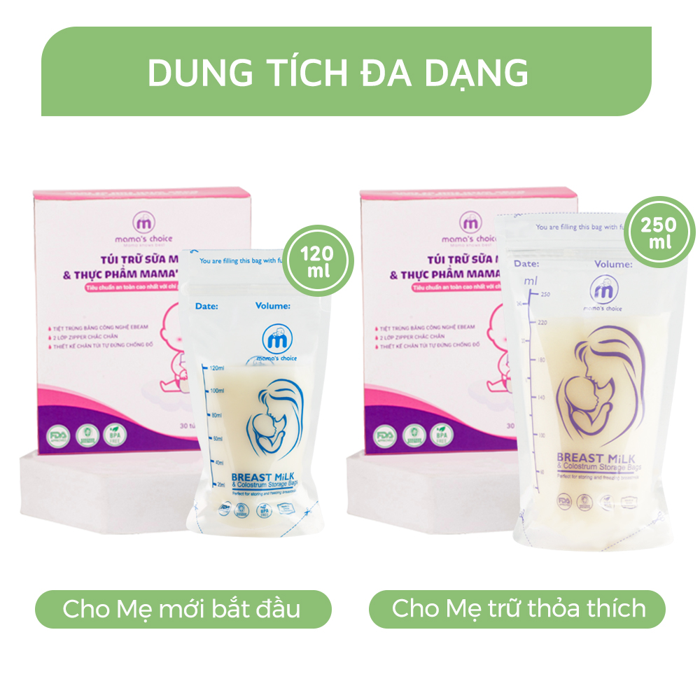 Combo Bình Trữ Sữa và Túi Trữ Sữa Mama’s Choice, Bảo Quản và Trữ Sữa Mẹ, Kiểm Định An Toàn Quốc Tế Bureau Veritas