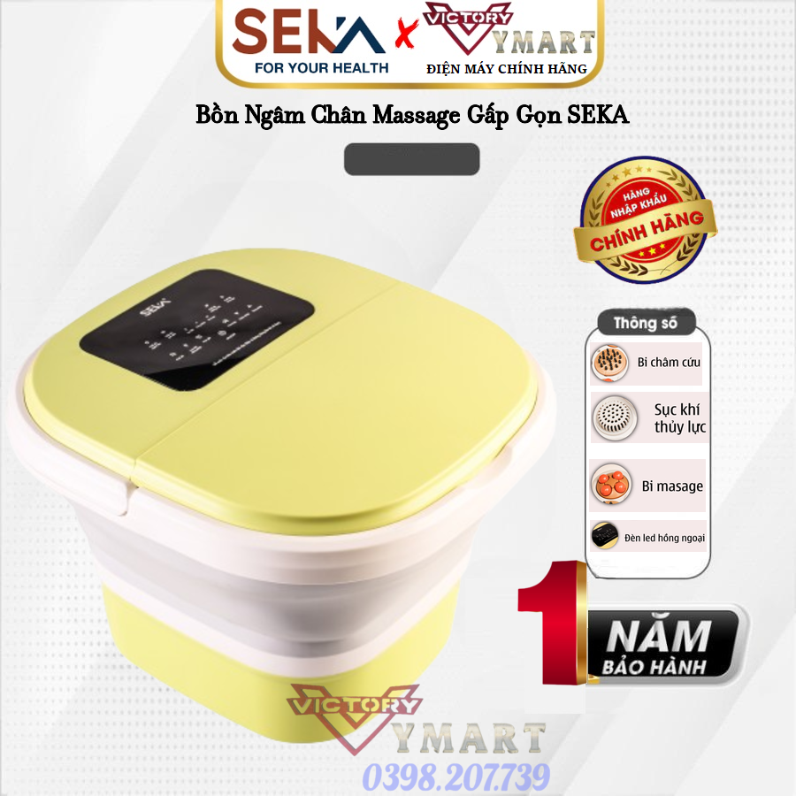 Bồn Ngâm Chân Massage Gấp Gọn SEKA SK-195 Con Lăn Tự Động Làm Nóng Và Giữ Ấm Nước, Có Điều Khiển Cầm Tay - Chậu Ngâm Chân Hồng Ngoại Có Sục Khí 