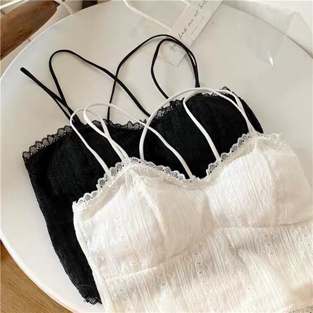 Áo Bralette Mút Mỏng Phối Ren Croptop