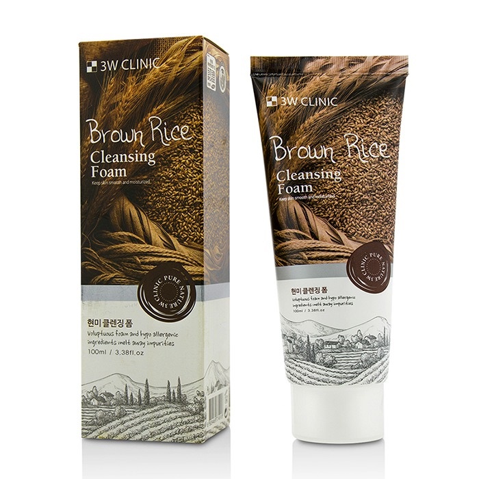 Combo 2 Sữa Rửa Mặt Chiết Xuất Gạo 3W Clinic Brown Rice Cleansing Foam 100mlx2