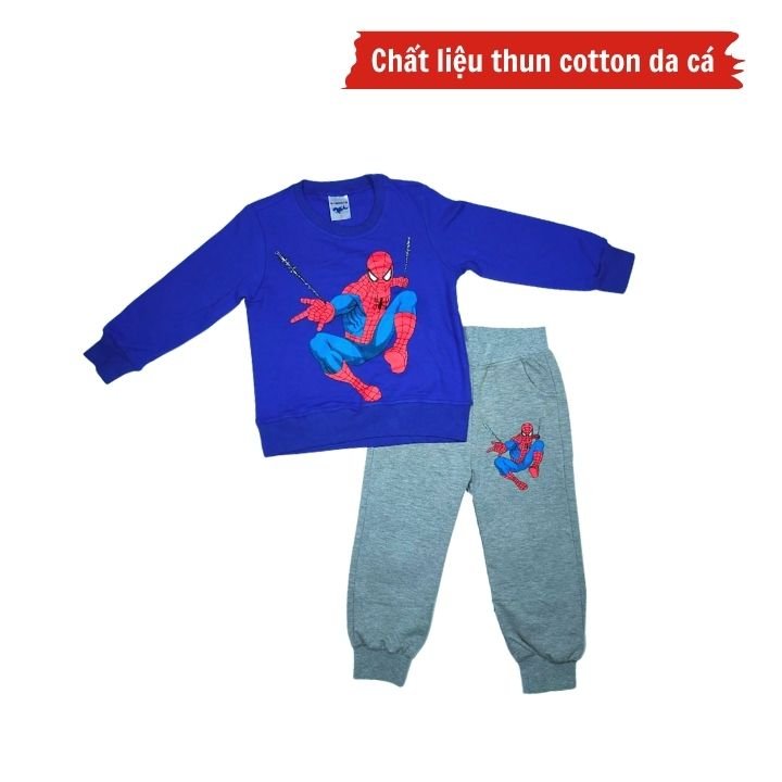 Đồ bộ bé trai tay dài hình siêu nhân từ 10-40kg - chất thun cotton da cá