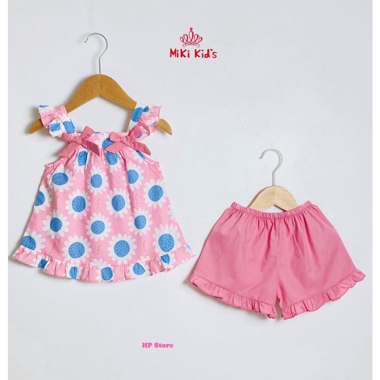 Bộ Bé Gái Hồng Hoa Đính 2 Nơ, Size 6-22Kg, 4 Tháng Đến 6 Tuổi, Áo Quần Bé Xuất Khẩu