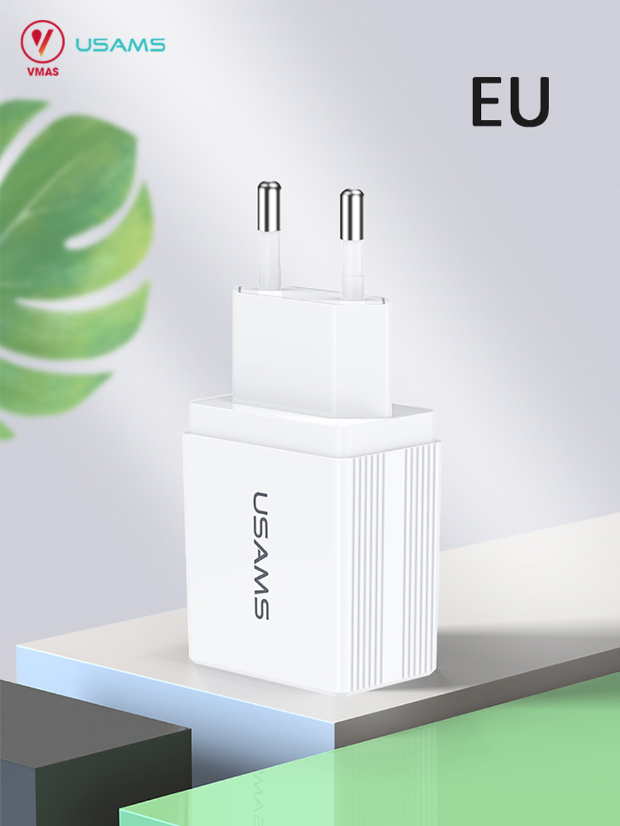 Củ sạc USAMS US-CC090 2.1A đầu ra kép, hàng chính hãng
