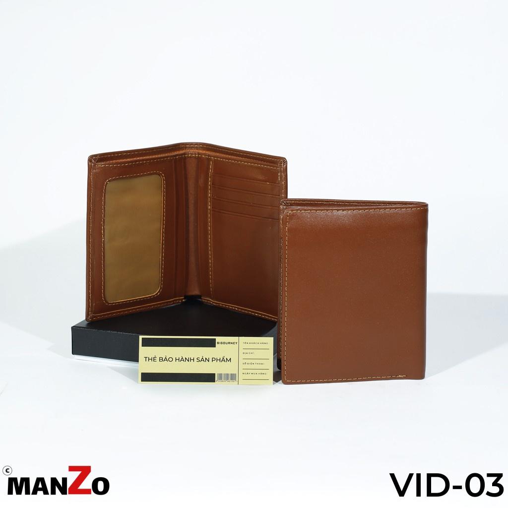 Ví da bò nam dáng đứng cao cấp MANZO VID-03 bảo hành 18 tháng
