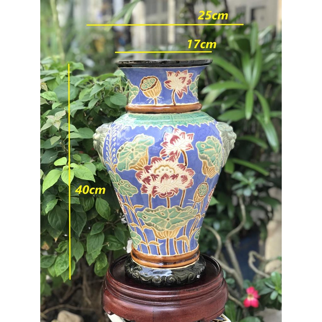 BÌNH BÁCH HOA,RỒNG,PHỤNG THON 40CM GỐM NAM BỘ DECOR TRANG TRÍ, CẤM HOA