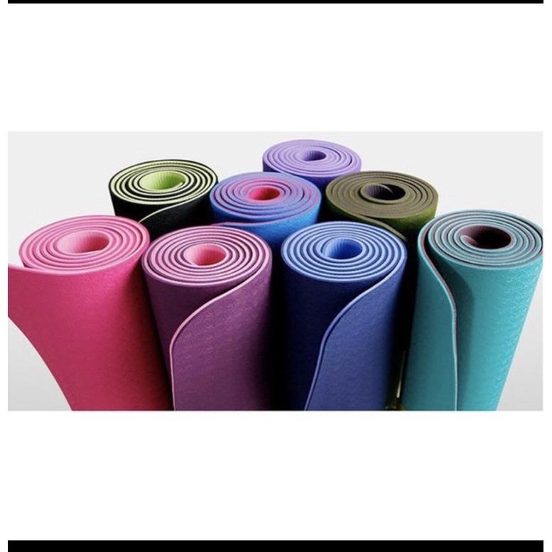 Thảm tập YoGa-thảm tập GYM 6mm chống trượt tập thể dục 2 lớp không trơn trượt