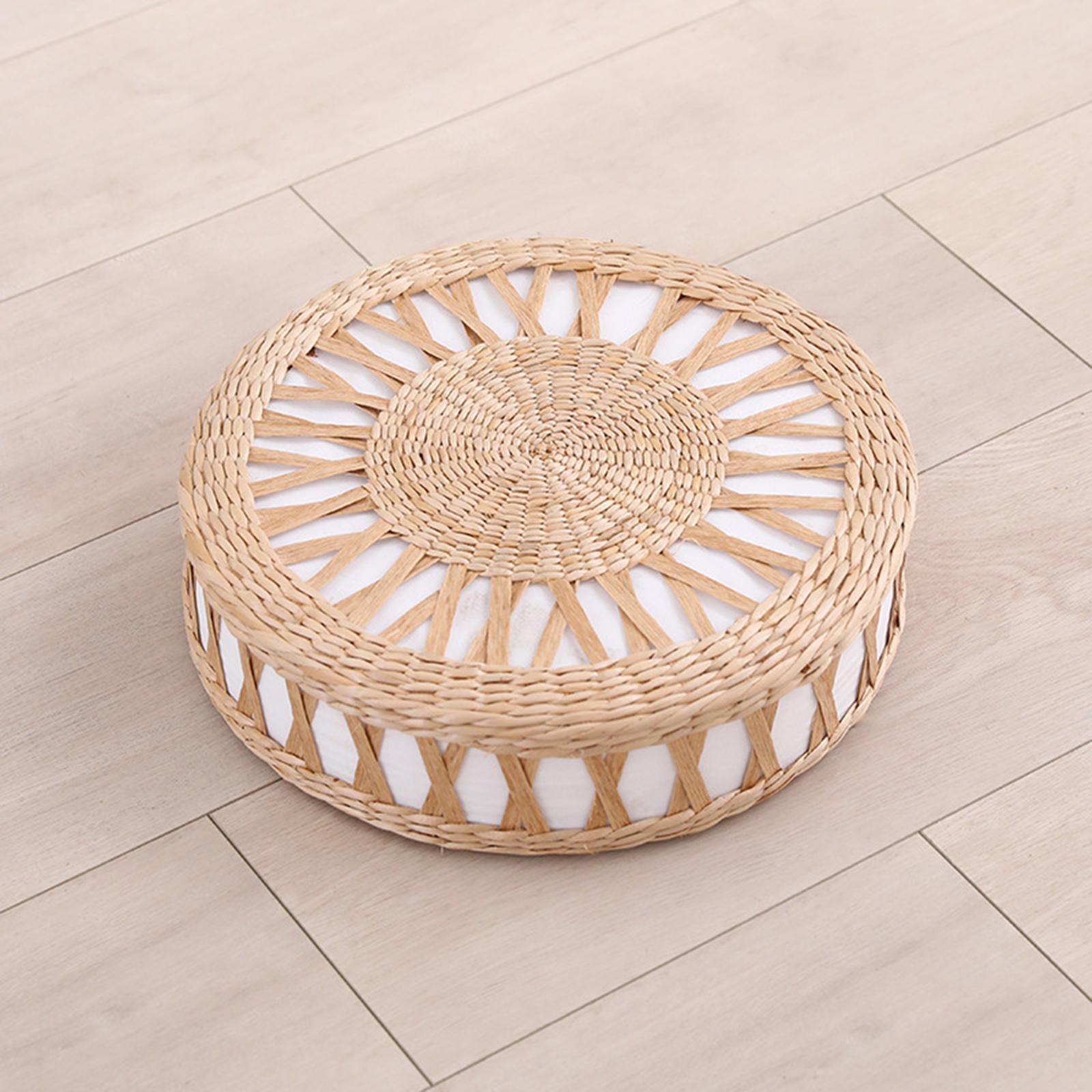 Japanese Flat Seat Cushion Handcrafted Breathable Straw Cushion
