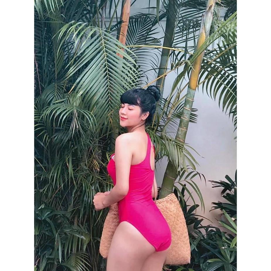 freeship Bikini liền hồng lẹch vai siêu nữ tính