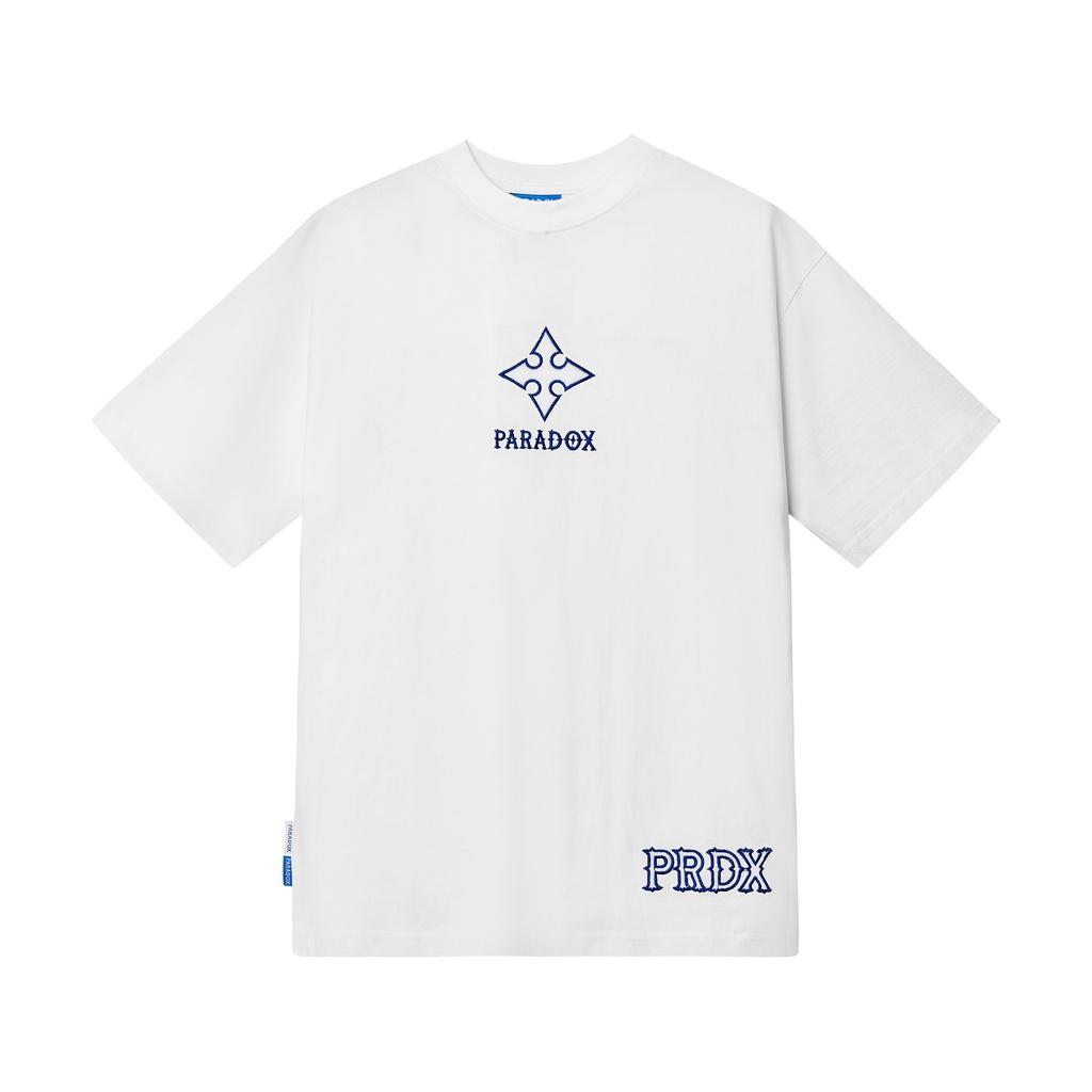 Áo thun form rộng Paradox tay lỡ - Unisex - In hình - ESSENTIAL EMBROIDERY TEE - Trắng, Đen