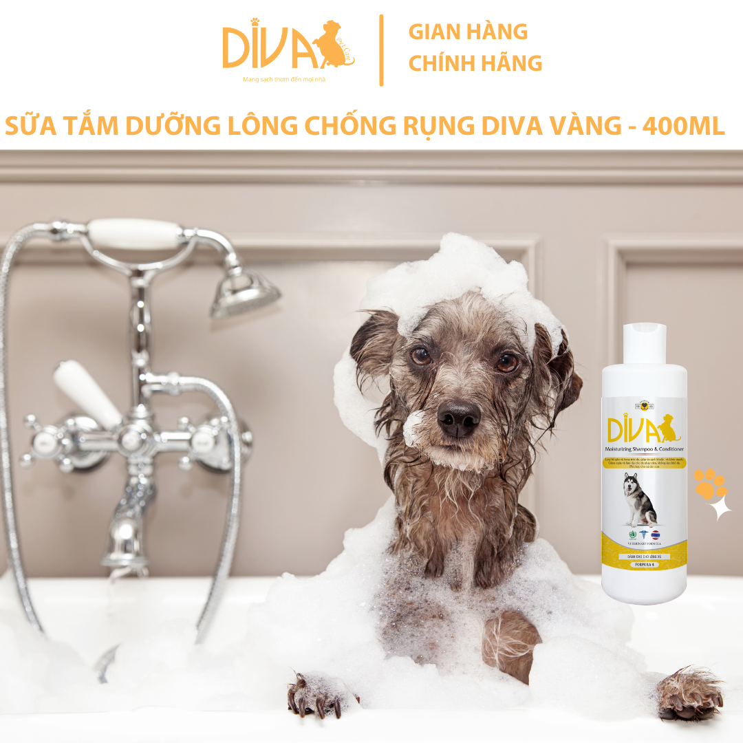 Sữa tắm dưỡng ẩm cho chó lông xù - DIVA 4 (Màu Vàng - 400ml)