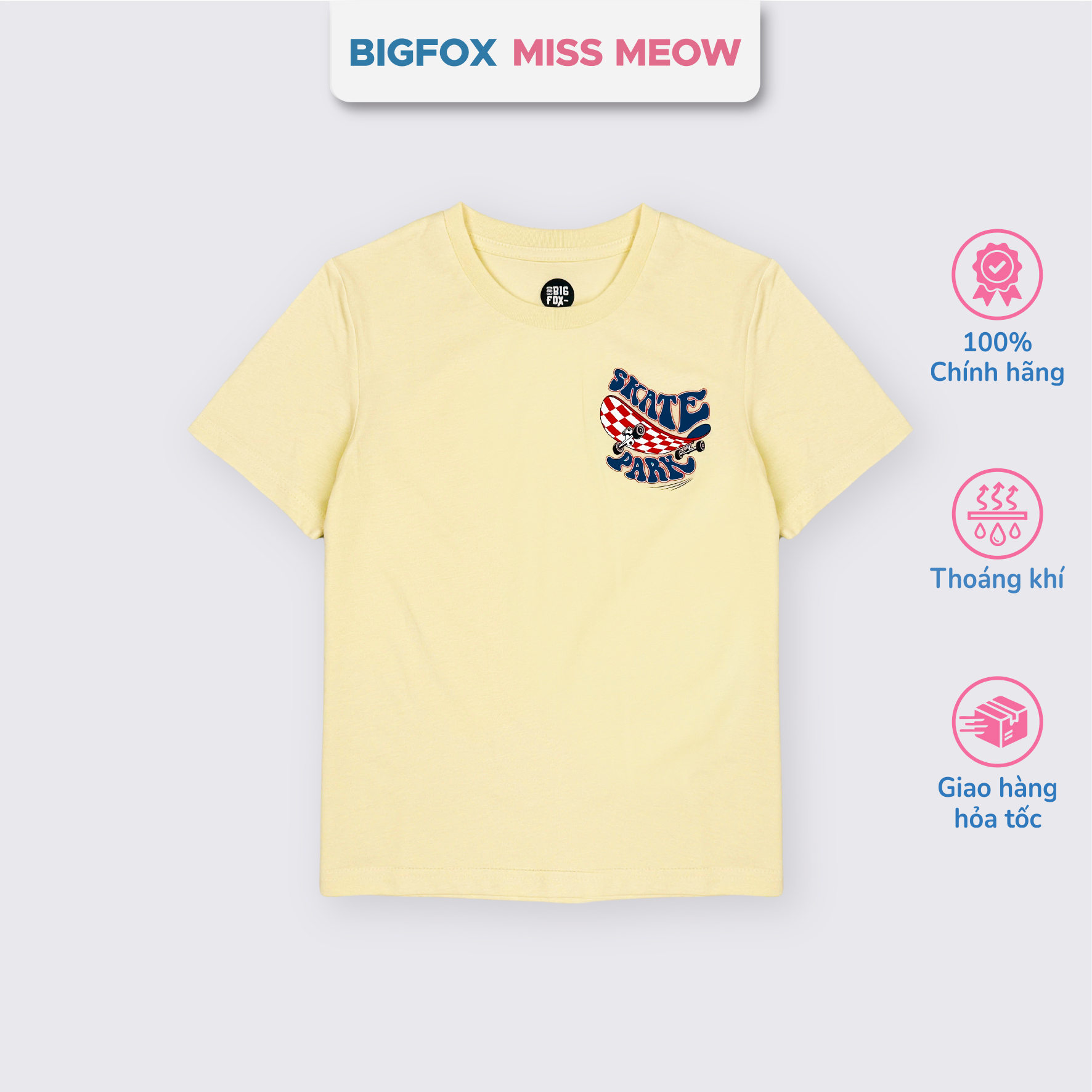 Áo bé trai Bigfox Miss Meow mùa hè chất cotton size đại cộc tay in đẹp cỡ 3,7,9,11 tuổi 30kg 40kg