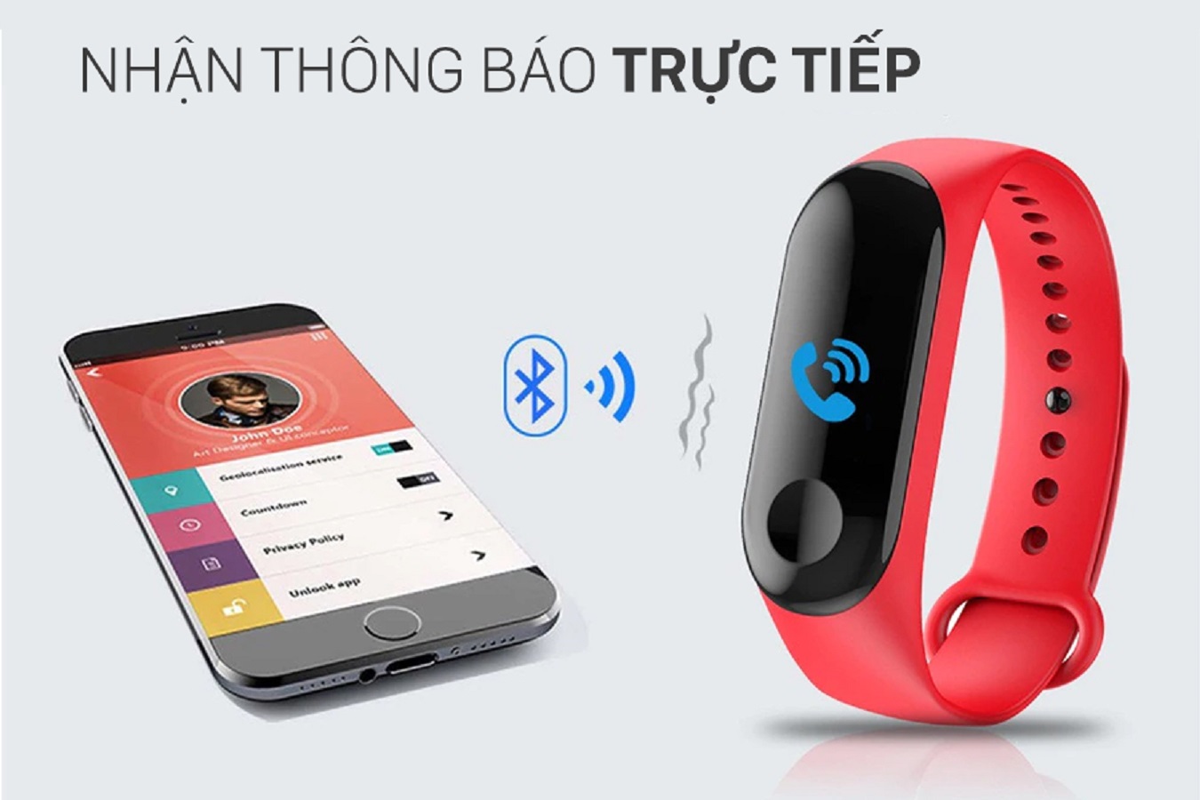 Đồng hồ thông minh đo nhịp tim, bước chân kết nối thông báo với điện thoại