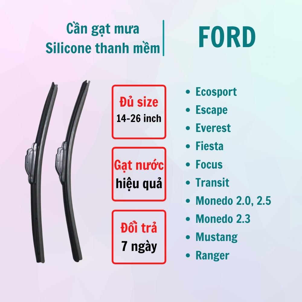 Cần gạt mưa VTS A8 lưỡi Silicone loại thanh mềm dành cho xe Ford Ranger, Everest, Focus, Ecosport, Transit, Fiesta