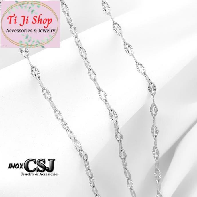 DÂY CHUYỀN LÁ ME INOX CHẠM CHIẾU CỰC SÁNG D - đẹp, không đen -