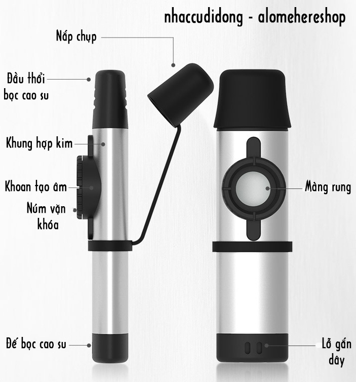 Kèn Kazoo thế hệ mới all new thiết kế hiện đại hợp kim nhôm màu xanh núm chỉnh trực tiếp màng rung