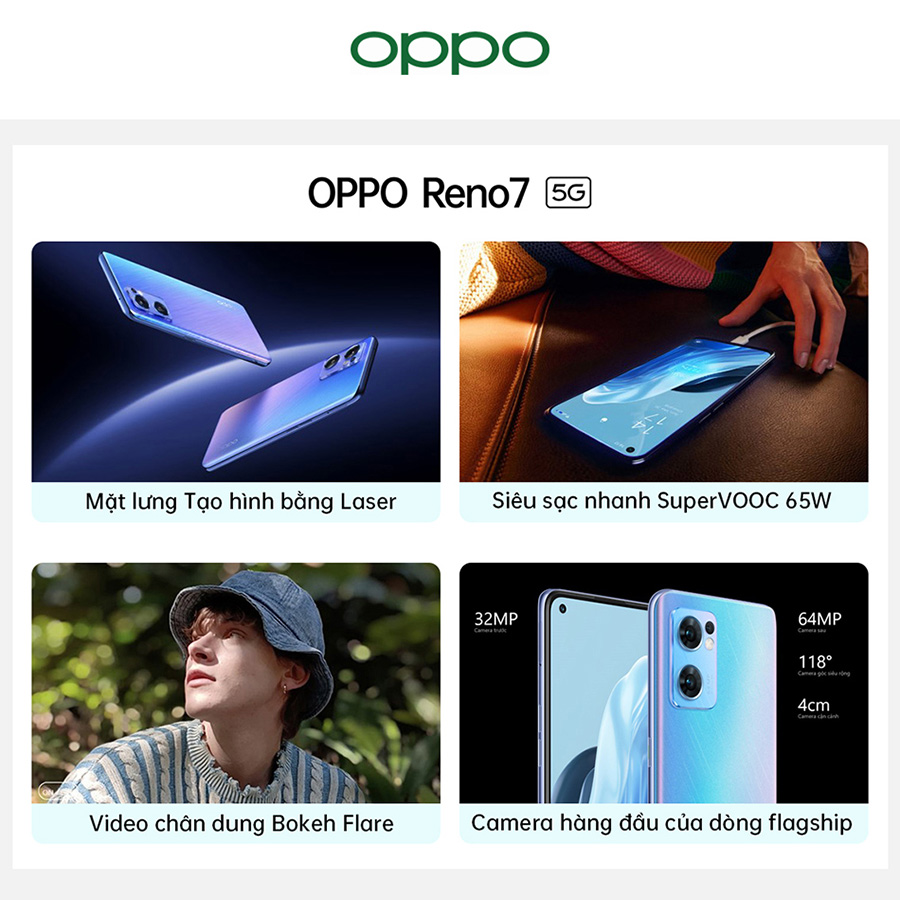 Điện Thoại Oppo Reno 7 5G (8GB/256G) - Hàng Chính Hãng