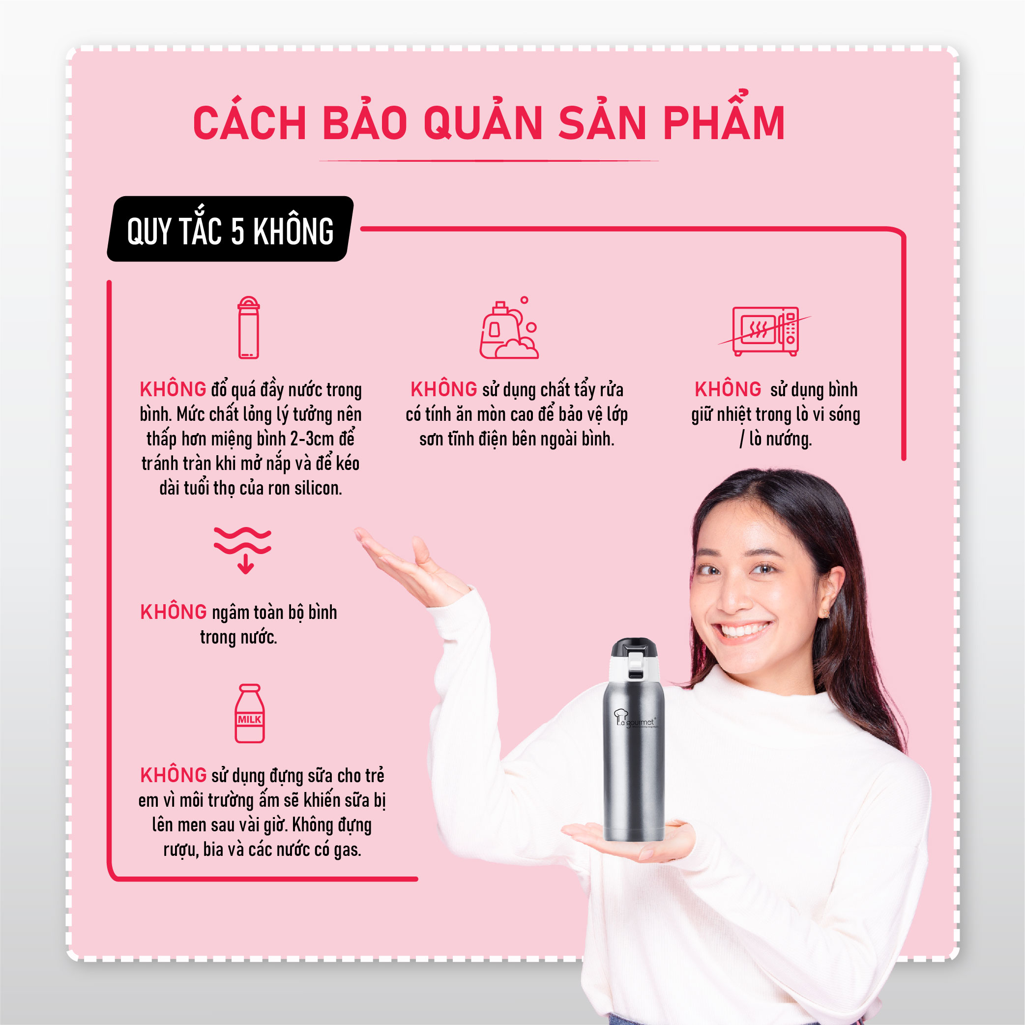 Bình giữ nhiệt cao cấp La gourmet Sakura Plus 750ml - 338648 (bảo hành 5 năm)