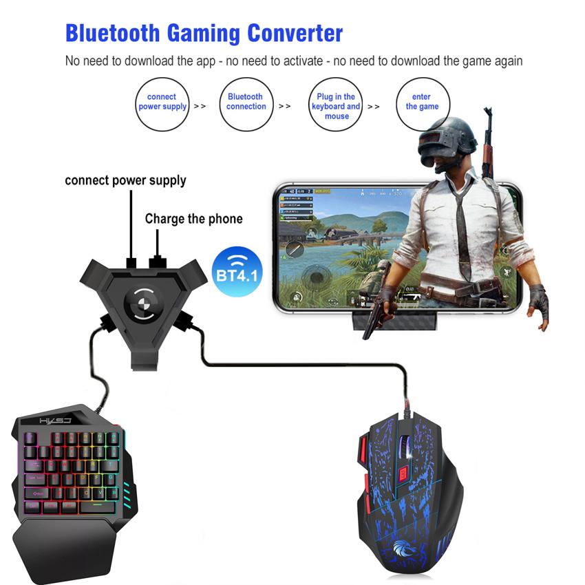 Một Tay Bàn Phím PUBG Di Động Điều Khiển Gamepad Bàn Phím Chuột Game Bộ Chuyển Đổi Cho Android IOS Bluetooth 4.1 Bộ Chuyển Đổi